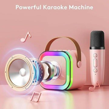 Portable Karaoke Speaker with Wireless Mic, LED Light Effects, BT 5.3 - Gagan Elite