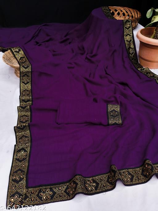 New Siroski Hotfix Daimonds Saree | Sarees for Women | Party wear Sarees | Saree new Model 2025 | Purple saree / sari - Gagan Elite