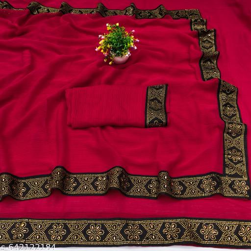 New Siroski Hotfix Daimonds Saree | Sarees for Women | Party wear Sarees | Saree new Model 2025 | Red saree / sari - Gagan Elite