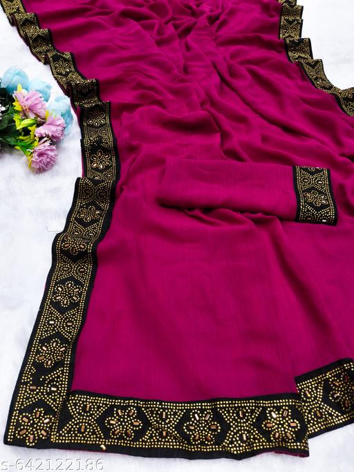 New Siroski Hotfix Daimonds Saree | Sarees for Women | Party wear Sarees | Saree new Model 2025 | Pink saree / sari - Gagan Elite