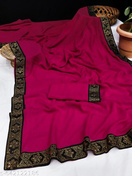 New Siroski Hotfix Daimonds Saree | Sarees for Women | Party wear Sarees | Saree new Model 2025 | Pink saree / sari - Gagan Elite