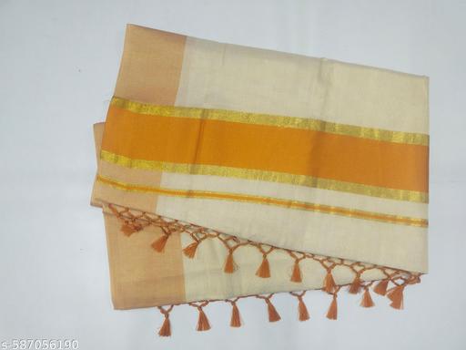 Golden with colour tissue saree 6.25 m with kunjam - mustered - Gagan Elite