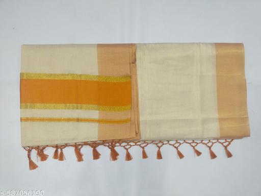 Golden with colour tissue saree 6.25 m with kunjam - mustered - Gagan Elite