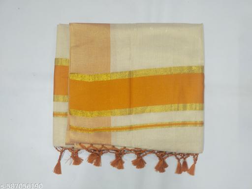 Golden with colour tissue saree 6.25 m with kunjam - mustered - Gagan Elite