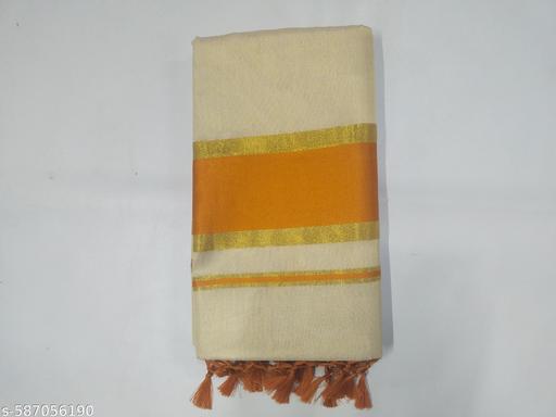 Golden with colour tissue saree 6.25 m with kunjam - mustered - Gagan Elite