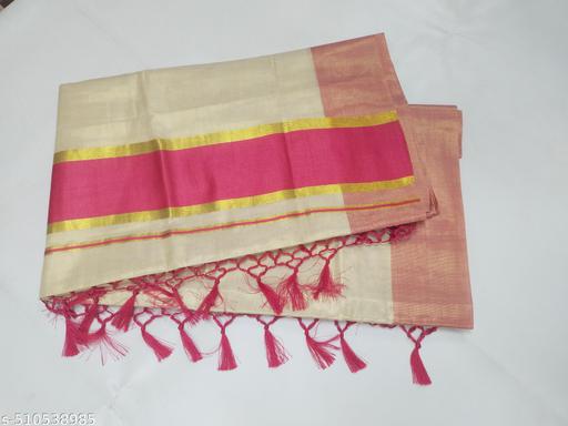 5 " golden with colour tissue saree 6.25 m with kunjam - rani rose - Gagan Elite