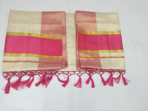 5 " golden with colour tissue saree 6.25 m with kunjam - rani rose - Gagan Elite