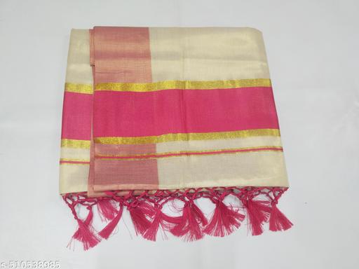 5 " golden with colour tissue saree 6.25 m with kunjam - rani rose - Gagan Elite