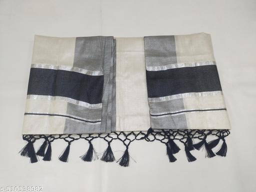 5 " silver  with colour tissue saree 6.25 m with kunjam - black - Gagan Elite