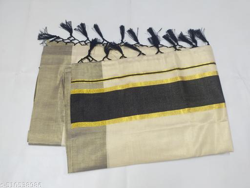 5 " golden with colour tissue saree 6.25 m with kunjam - black - Gagan Elite