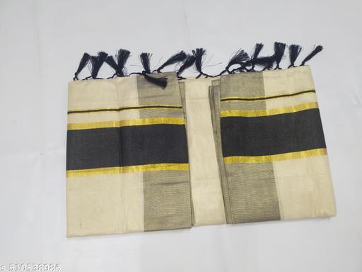 5 " golden with colour tissue saree 6.25 m with kunjam - black - Gagan Elite