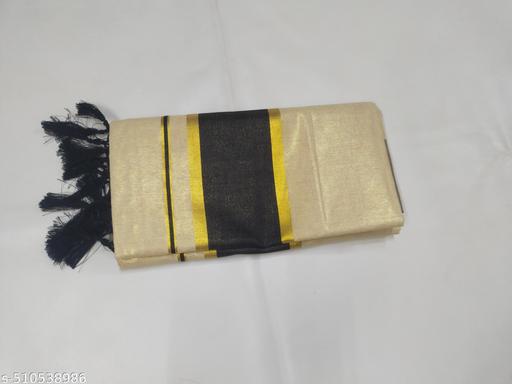 5 " golden with colour tissue saree 6.25 m with kunjam - black - Gagan Elite