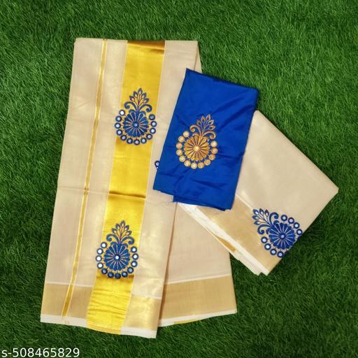 Mirror Work Tissue Set Mundu - Gagan Elite