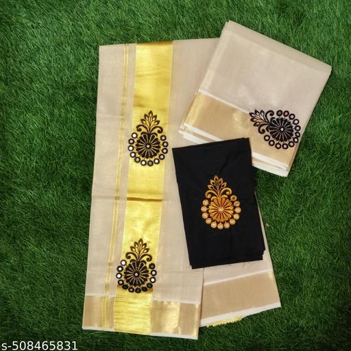 Mirror Work Tissue Set Mundu - Gagan Elite