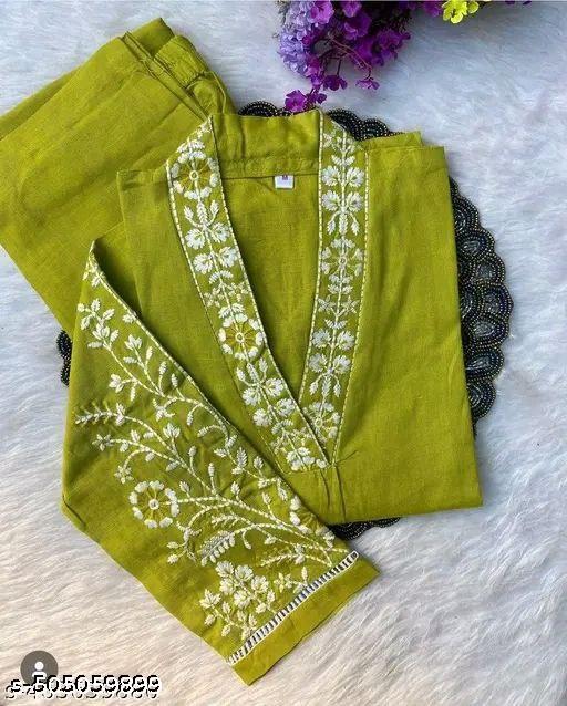 KURTI PENT WITH V NECK EMBRODERY