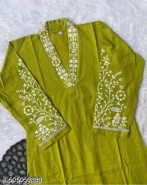 KURTI PENT WITH V NECK EMBRODERY - Zarastore