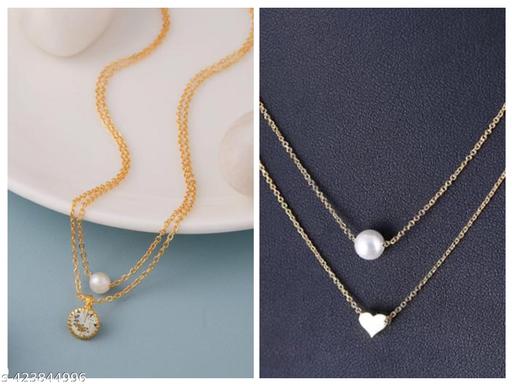 shimmering beautiful necklace and chain combo for women and girls - Zarastore