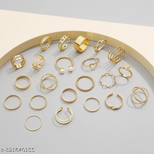 Stylish Western Women Gold Plated Contemporary Stackable Rings Set of 23 - Zarastore
