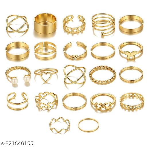 Stylish Western Women Gold Plated Contemporary Stackable Rings Set of 23 - Zarastore