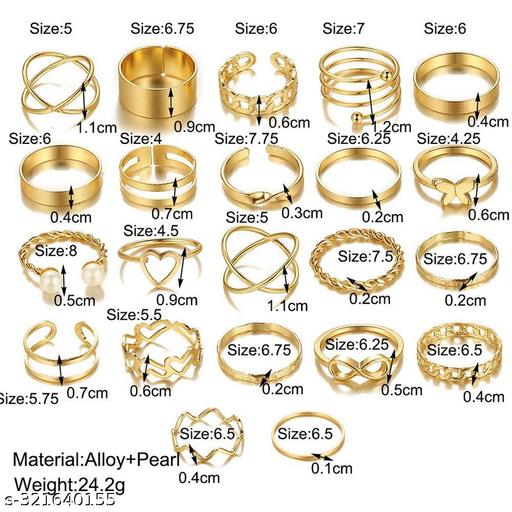 Stylish Western Women Gold Plated Contemporary Stackable Rings Set of 23 - Zarastore