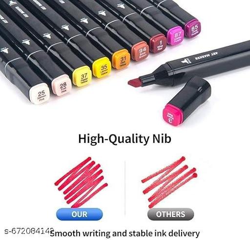 Dual Tip 24 Colours Art Markers Sketch Pens With Carrying Case For Painting Sketching Calligraphy Drawing| Highlighter Pen Art Supplies (24 pcs marker).. - Happyyoo