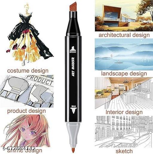 Dual Tip 24 Colours Art Markers Sketch Pens With Carrying Case For Painting Sketching Calligraphy Drawing| Highlighter Pen Art Supplies (24 pcs marker).. - Happyyoo