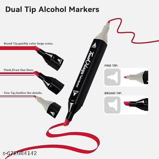 Dual Tip 24 Colours Art Markers Sketch Pens With Carrying Case For Painting Sketching Calligraphy Drawing| Highlighter Pen Art Supplies (24 pcs marker).. - Happyyoo