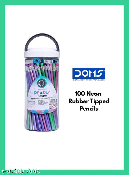Rubber Tipped Graphite Pencils ,With 5 Free Erasers Super Dark , Pack of 100 , Multicolour - Happyyoo