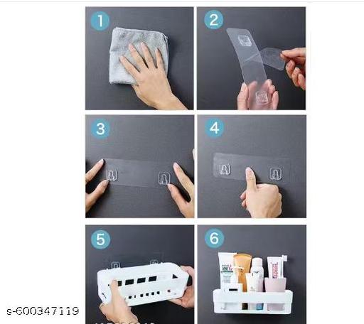 6PIS PCS SET Kitchen/Bathroom Shelf/Paste-Brush Stand/Soap Stand/Bathroom Accessories (White) - Happyyoo