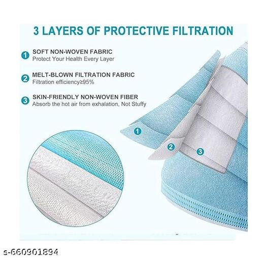 “Disposable 3-Ply Face Mask – Soft Fabric with Nose Pin & Wide Ear Loops | CE & ISO Certified | Pack of 100” - Happyyoo
