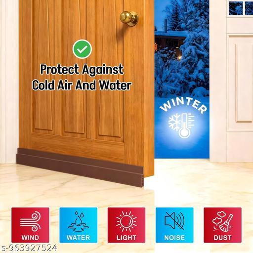 Silicon Door Bottom Sealing Strip | Self Adhesive Gap Filler Rubber | Bottom Sealing Strip Guard | Protector from Cockroach, Insect, Bugs, Air & Dust | (39 Inch, Brown)' - Happyyoo