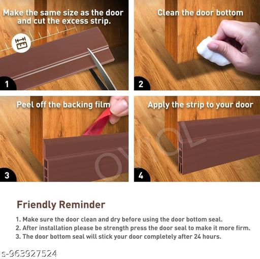 Silicon Door Bottom Sealing Strip | Self Adhesive Gap Filler Rubber | Bottom Sealing Strip Guard | Protector from Cockroach, Insect, Bugs, Air & Dust | (39 Inch, Brown)' - Happyyoo
