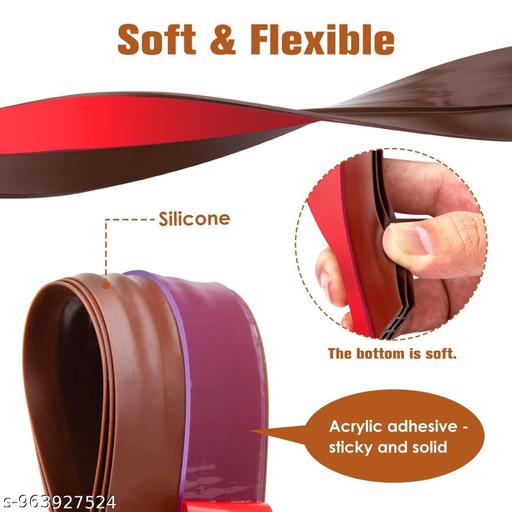 Silicon Door Bottom Sealing Strip | Self Adhesive Gap Filler Rubber | Bottom Sealing Strip Guard | Protector from Cockroach, Insect, Bugs, Air & Dust | (39 Inch, Brown)' - Happyyoo