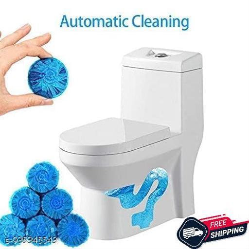 utomatic Toilet Cleaner Tablets Blue Bubble, Long Lasting Effervescent Bowl Cleaner for Commode Tank, Limescale Stain Removal, Deodorizer Freshener, Septic Safe WC Rim Block (PACK OF 10) - Happyyoo