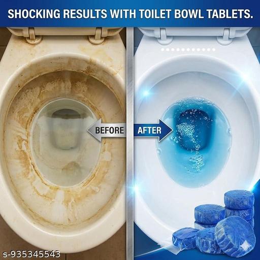 utomatic Toilet Cleaner Tablets Blue Bubble, Long Lasting Effervescent Bowl Cleaner for Commode Tank, Limescale Stain Removal, Deodorizer Freshener, Septic Safe WC Rim Block (PACK OF 10) - Happyyoo