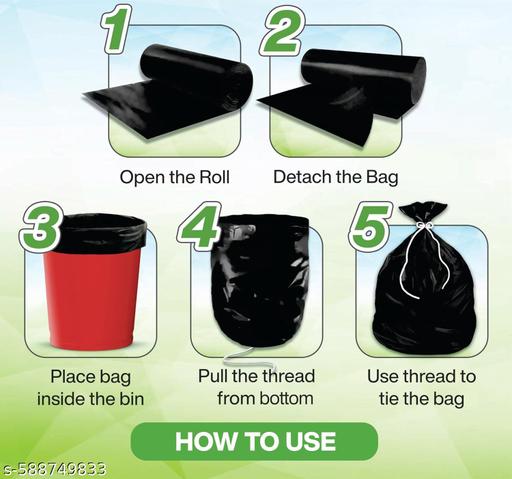 Garbage Bags 19 X 21 Inches (Medium Size) 90 Bags (3 Rolls) Dustbin Bag/Trash Bag - Black - Happyyoo