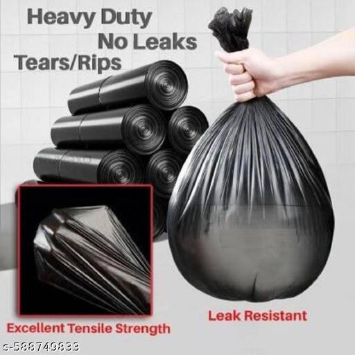 Garbage Bags 19 X 21 Inches (Medium Size) 90 Bags (3 Rolls) Dustbin Bag/Trash Bag - Black - Happyyoo