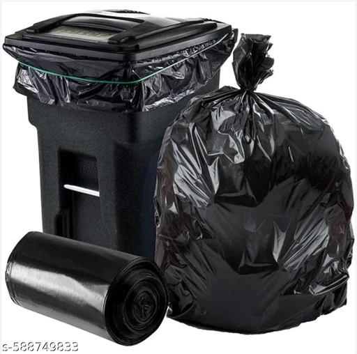 Garbage Bags 19 X 21 Inches (Medium Size) 90 Bags (3 Rolls) Dustbin Bag/Trash Bag - Black - Happyyoo