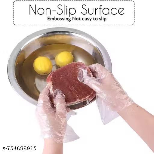 Disposables (Use and Throw) Food Cooking Plastic Hand Gloves for Protection- Free Size (Transparent, Pack of 500 Pieces) - Happyyoo