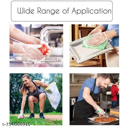 Disposables (Use and Throw) Food Cooking Plastic Hand Gloves for Protection- Free Size (Transparent, Pack of 500 Pieces) - Happyyoo