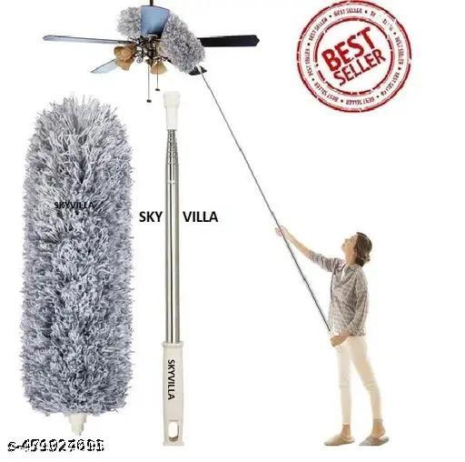 Microfiber Feather Duster Bendable & Extendable Fan Cleaning Duster with 100 inches Expandable Pole Handle Washable Duster for High Ceiling Fans, Window Blinds, Furniture (Grey) - Happyyoo