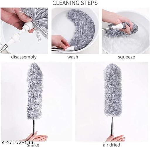 Microfiber Feather Duster Bendable & Extendable Fan Cleaning Duster with 100 inches Expandable Pole Handle Washable Duster for High Ceiling Fans, Window Blinds, Furniture (Grey) - Happyyoo