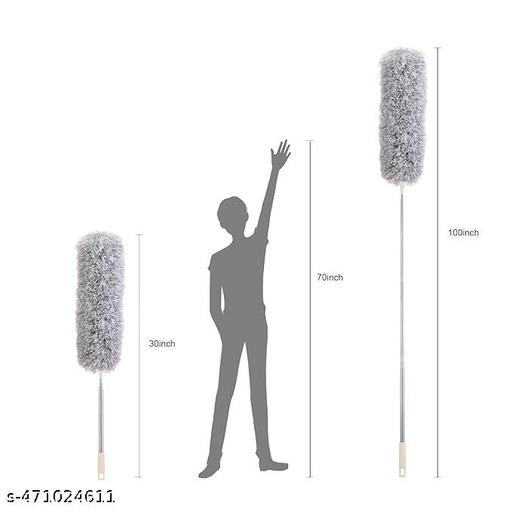 Microfiber Feather Duster Bendable & Extendable Fan Cleaning Duster with 100 inches Expandable Pole Handle Washable Duster for High Ceiling Fans, Window Blinds, Furniture (Grey) - Happyyoo