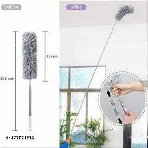 Microfiber Feather Duster Bendable & Extendable Fan Cleaning Duster with 100 inches Expandable Pole Handle Washable Duster for High Ceiling Fans, Window Blinds, Furniture (Grey) - Happyyoo