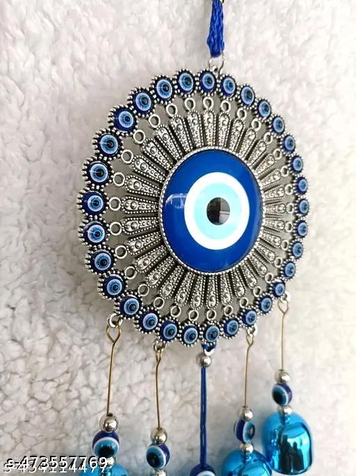 5 Bells Wind Chimes for Home Positive Energy, Evil Eye Hanging for Home, Evil Eye Home Decor Items fancy najar battu