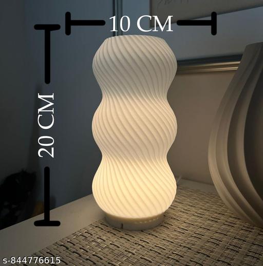Premium White 3D Printed Abstract Wave Table Lamp for Office Desk Decor Modern Aesthetic Night Light Warm LED Illumination - Havenaura