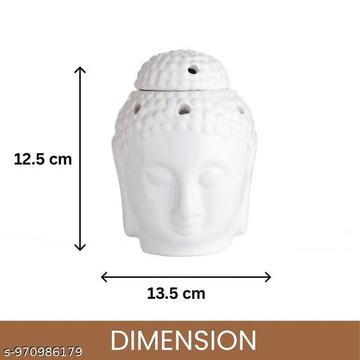 Premium Buddha Face Ceramic Aroma Diffuser Burner Set with Lavender & Rose Aroma Oils | Home Decor Gift - Havenaura