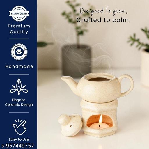Peach Teapot Ceramic Aroma Oil Burner - Havenaura