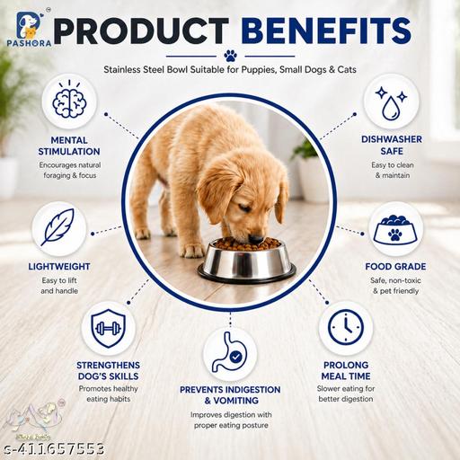 Stainless Steel Pet Feeding Bowl 600ML (Pack of 2) | Medium Size Non-Skid Rubber Base - Havenaura
