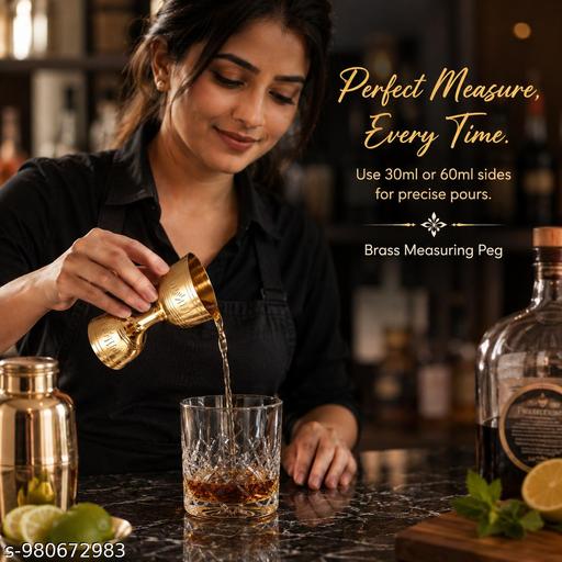 Pure Brass Double Sided Measuring Peg | 30ml & 60ml Bar Measure Cup | Traditional Handcrafted Brass Jigger - Havenaura